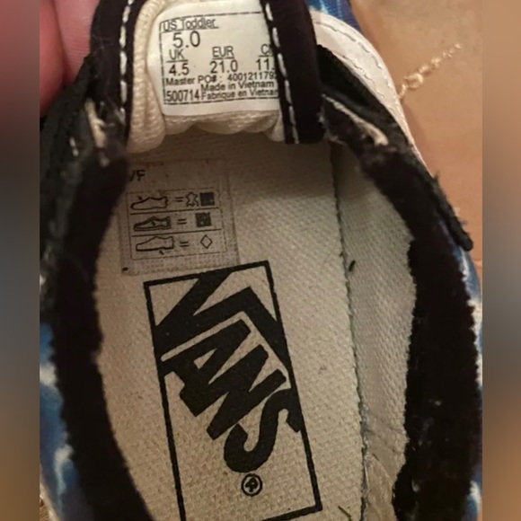 VANS Old Skool Lightning Black/Blue Elastic Slip-On Sneakers Kids Size 5t NWOB - Picture 7 of 8